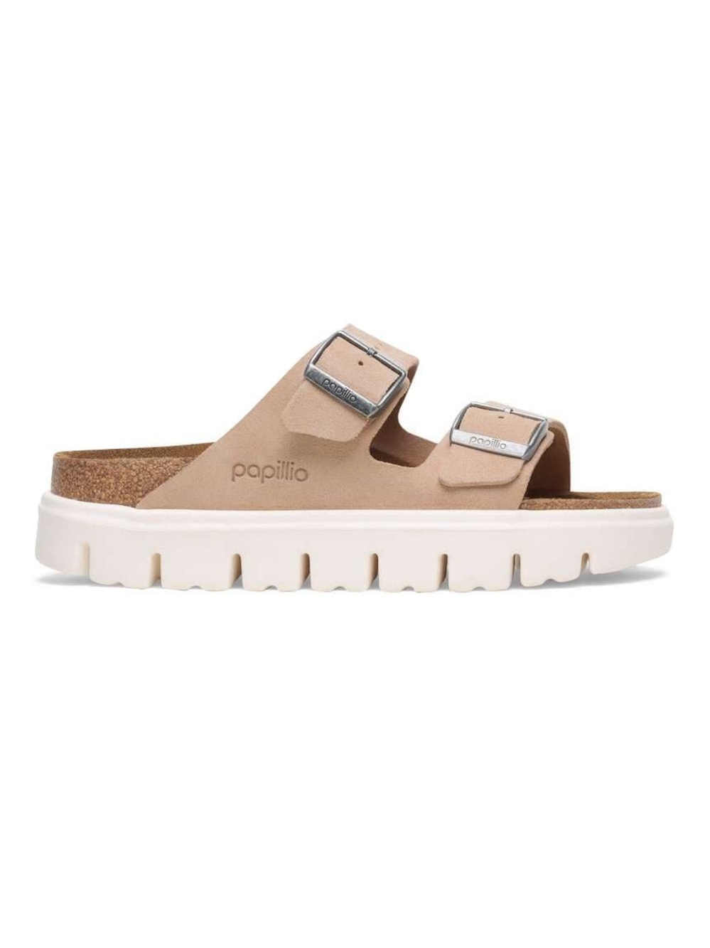 Papillio by Birkenstock Arizona Chunky Suede Platform Slides Sand size 37 Narrow - Picture 3 of 11